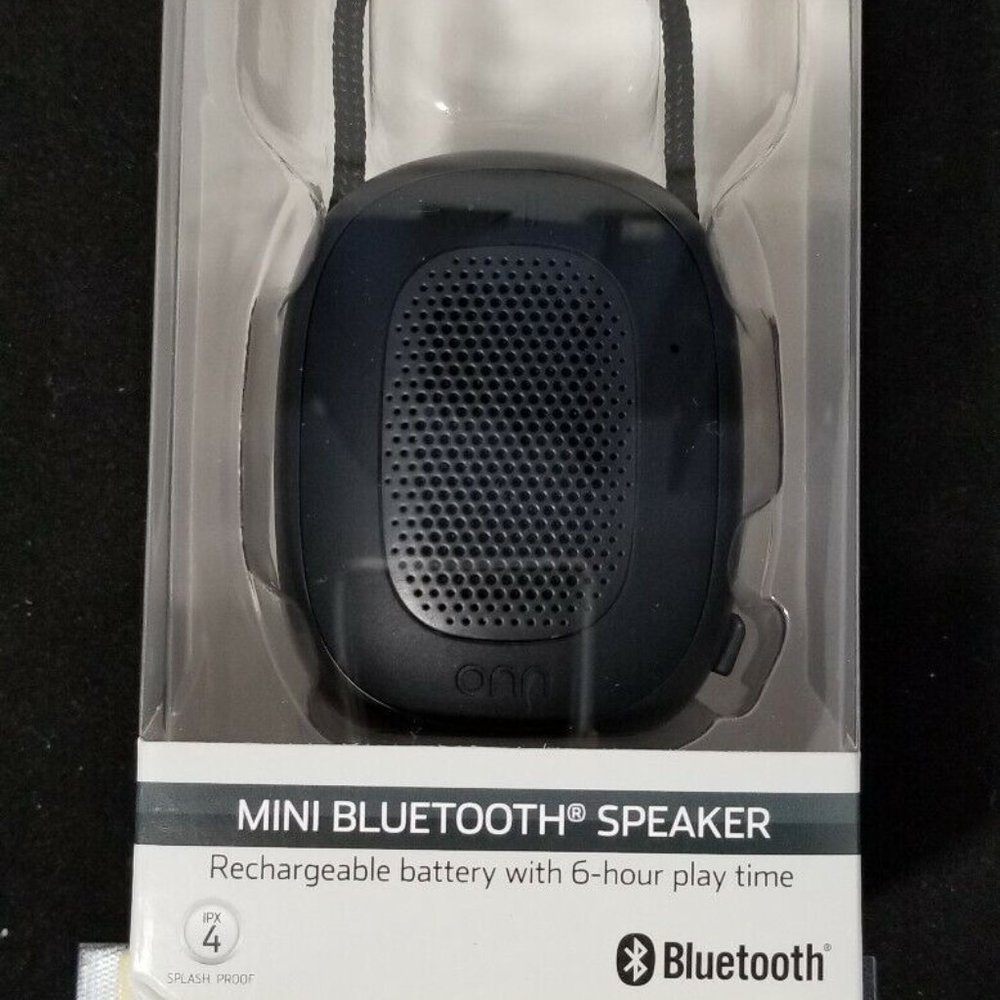 NEW Onn Mini Bluetooth Speaker Splashproof 6 Hour Playtime - Black